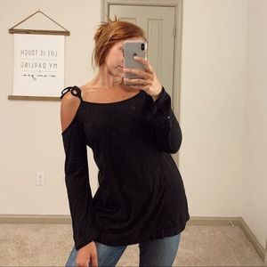 Black Off The Shoulder Tank with Ties
